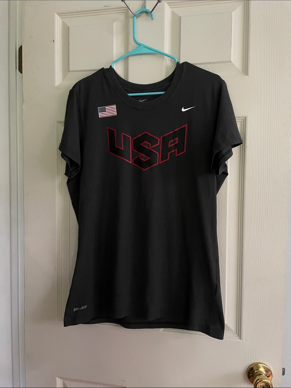 Nike Black Tee with Red USA Graphic